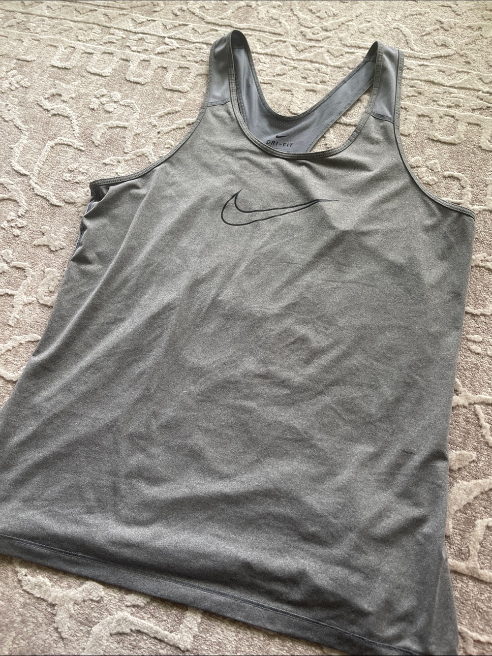 Nike Gray Racerback Dri-FIT Tank with Black Swoosh